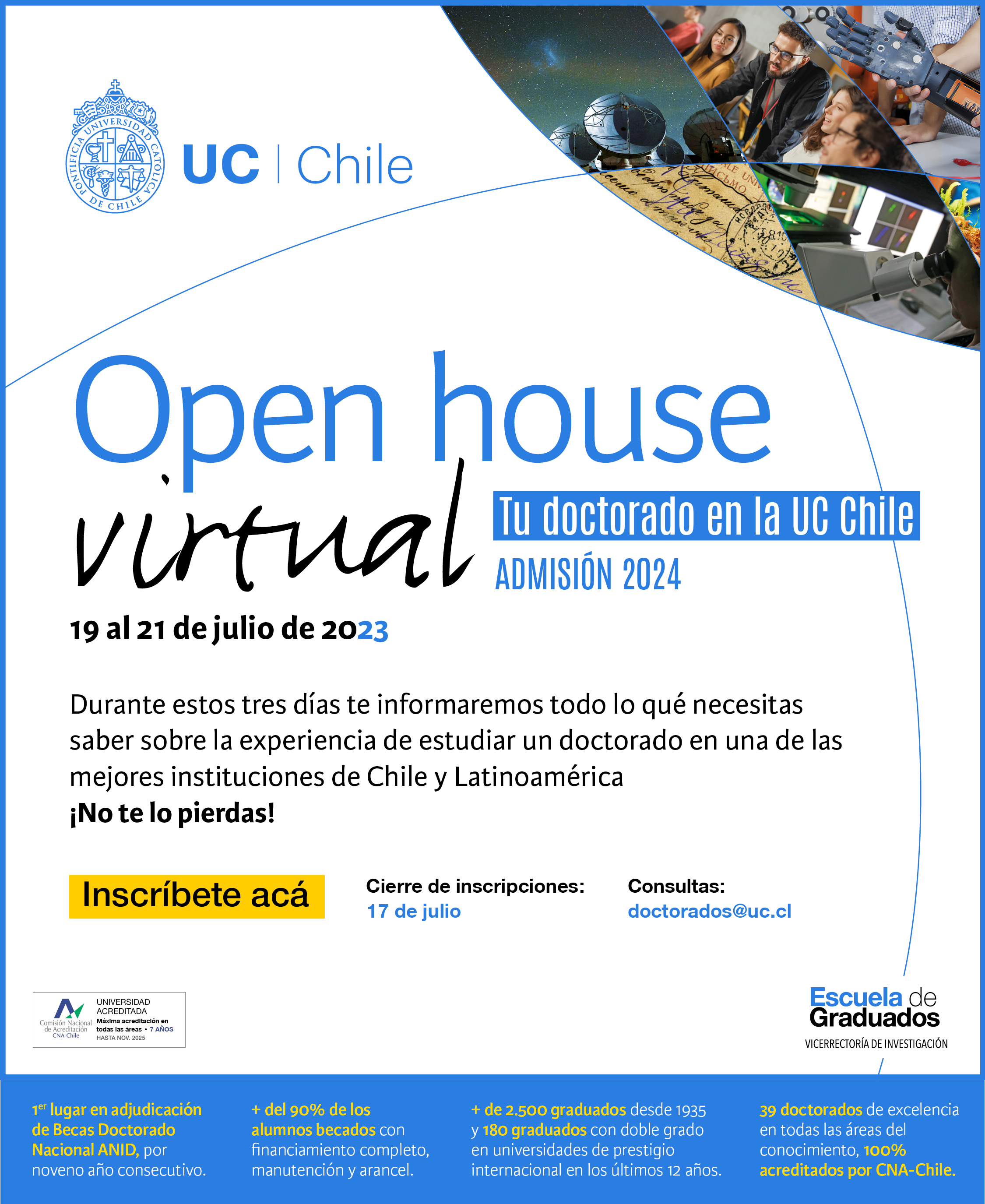 Afiche digital OPEN HOUSE Doctorados 2024