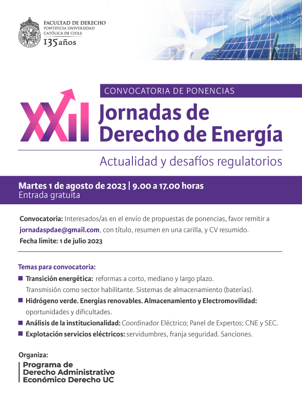 XXII JORNADAS DERECHO DE ENERGIA 2023 Afiche 1