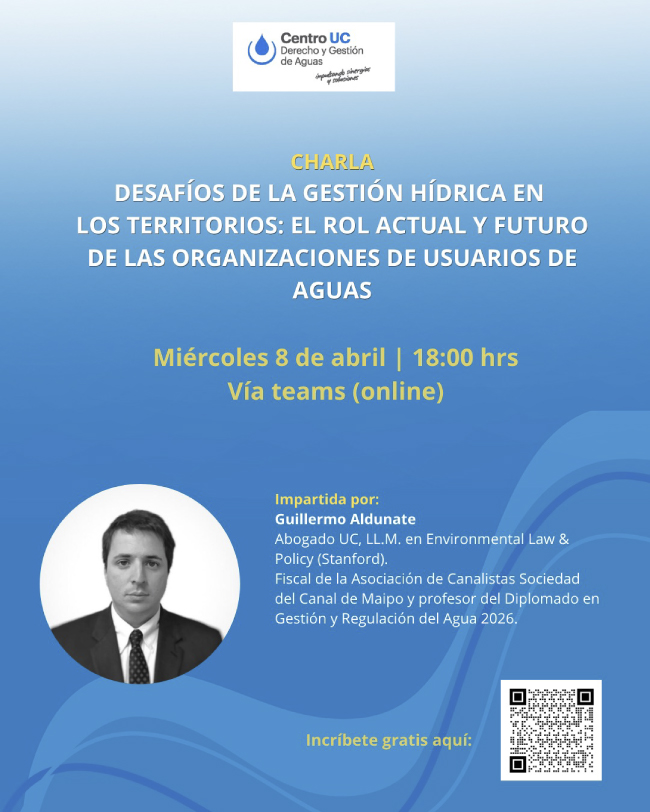 Charla Desafíos de la gestión hídrica en los territorios Afiche