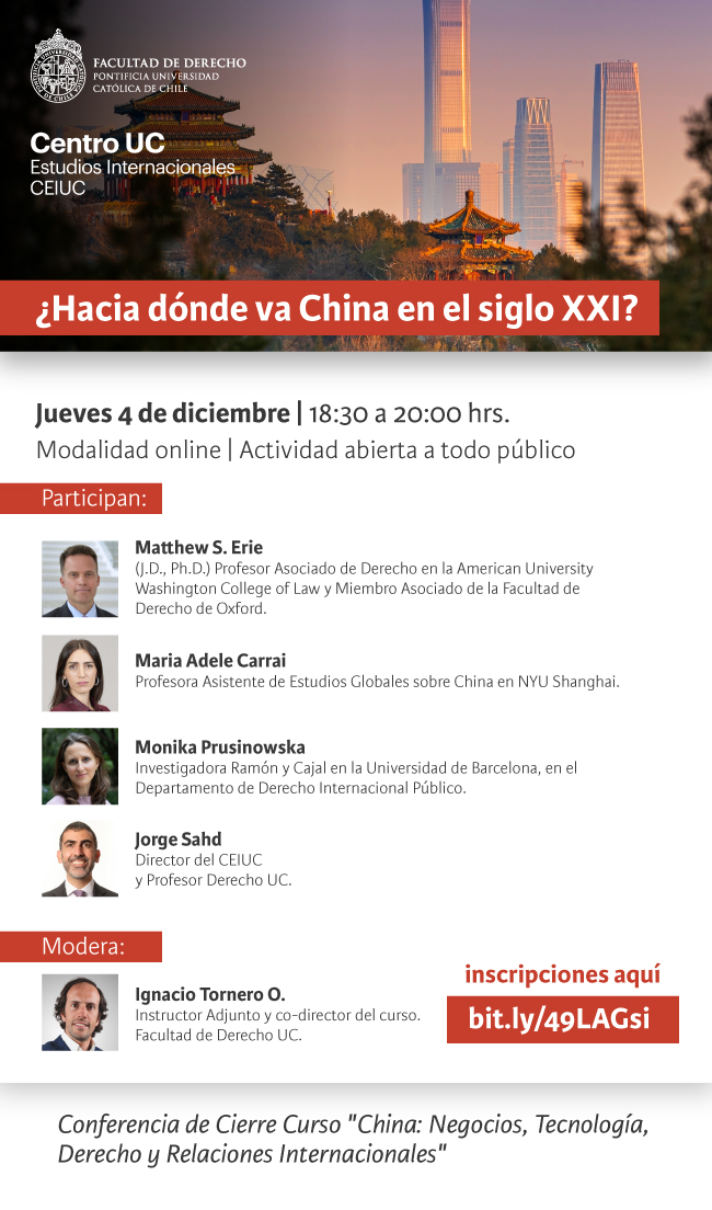 China Negocios Tecnología Derecho y Relaciones Internacionales Afiche