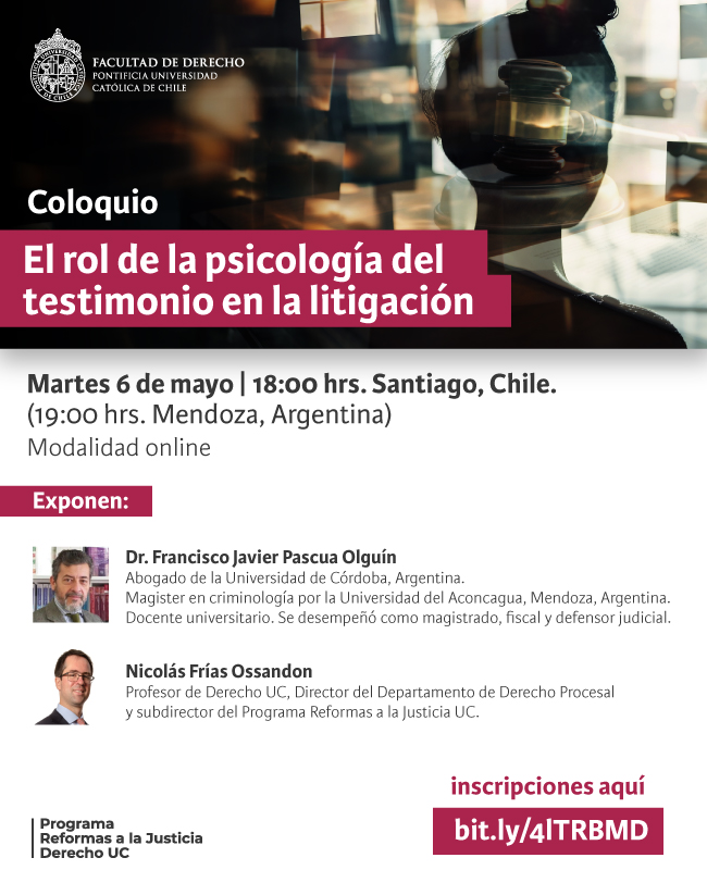 Coloquio el rol de la psicología del testimonio en la litigación Afiche
