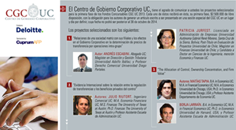 Centro de Gobierno Corporativo dio a conocer ganadores de la primera fase de los Fondos Concursables CGC UC 2013