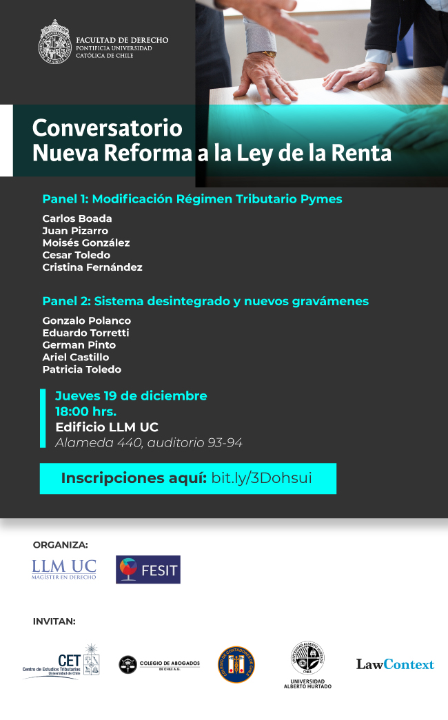 Conversatorio Nueva Reforma a la ley de Renta Afiche